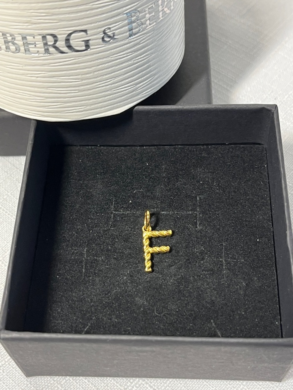 New Hillberg & Berk Gold Letter 'F' Pendant. 14K GOLD VERMEIL LETTER CHARM